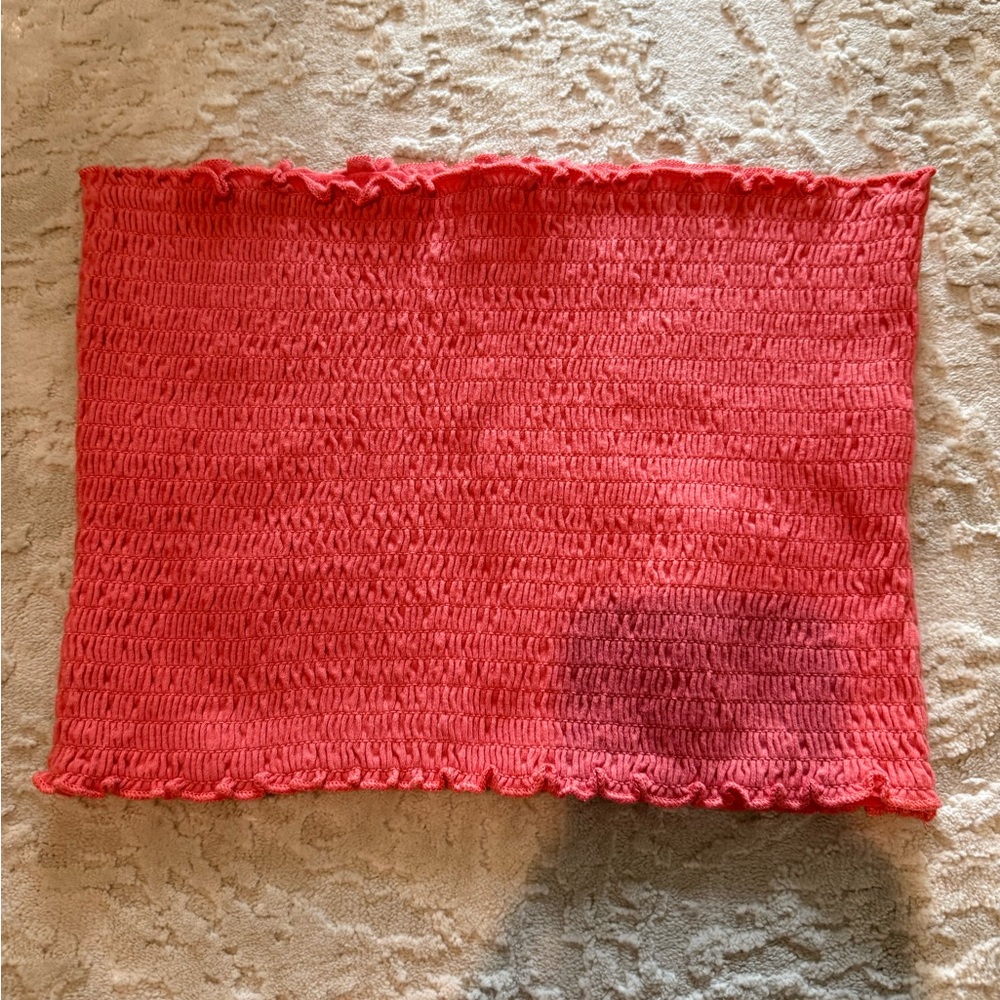 Hollister Coral Smocked Crop Top